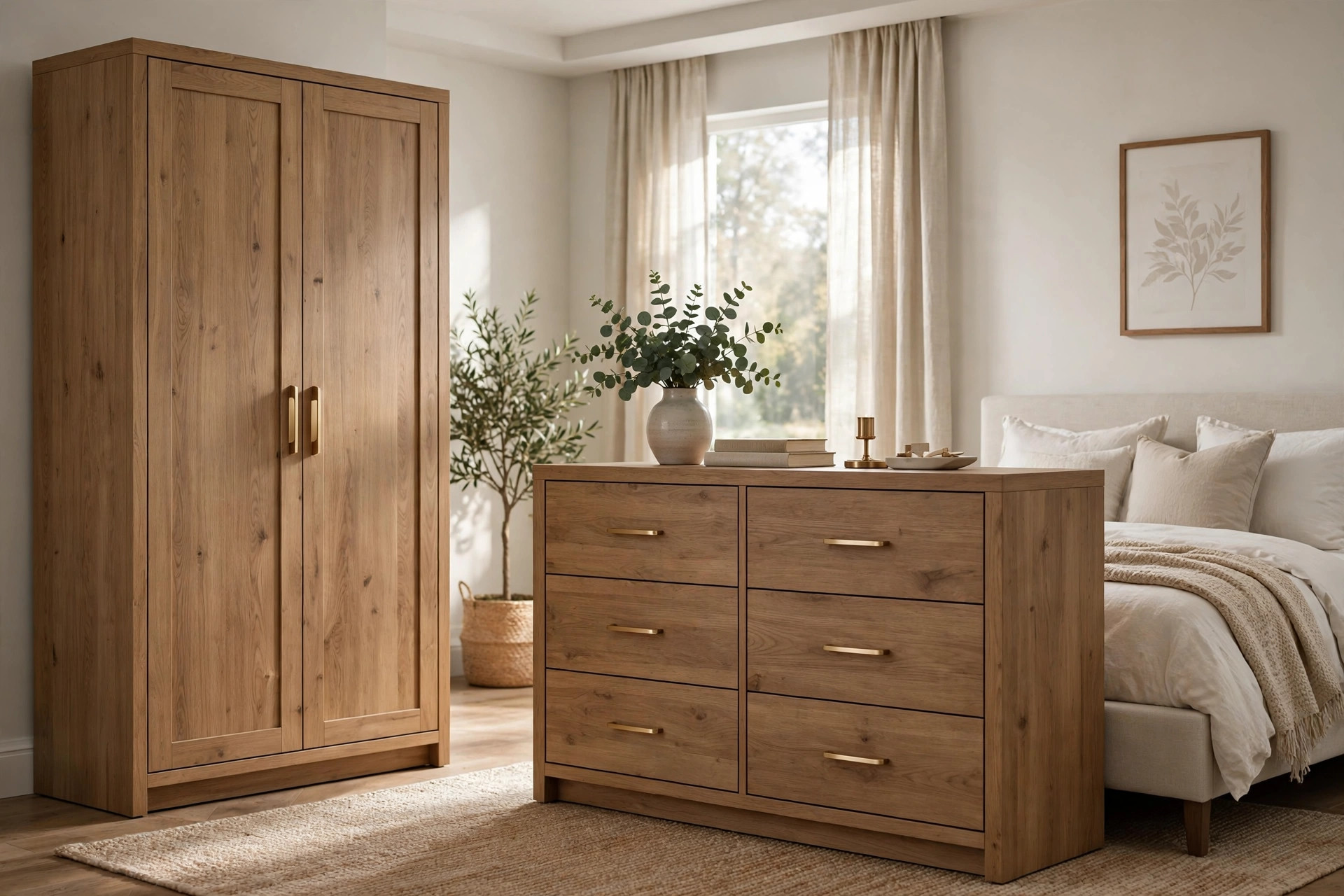 Assembled dresser and wardrobe set
